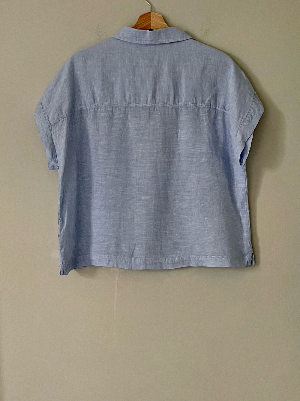 Rachel Zoe French Blue Linen Button Down Shirt - Picture 2 of 4